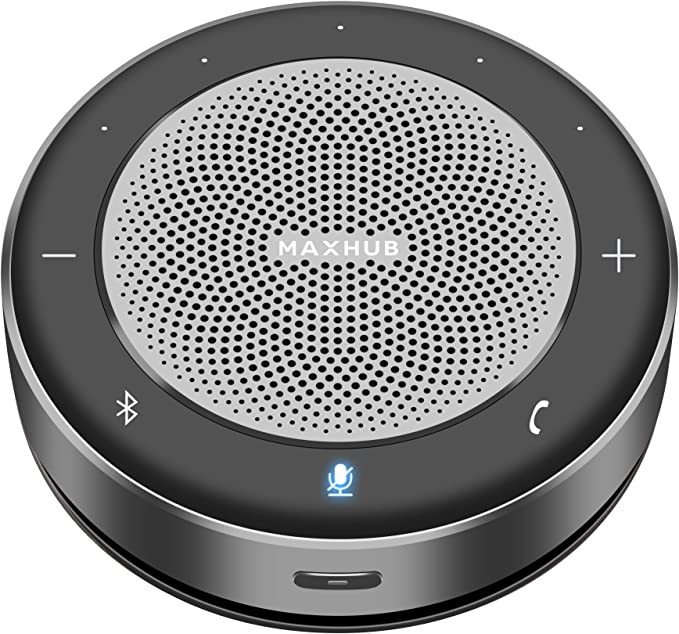 Enther&MAXHUB Bluetooth Speaker, USB Conference Speaker with 6 Microphones, Enhanced 360° Voice Pickup and Noise Reduction, 16ft Pickup Distance, Home Office